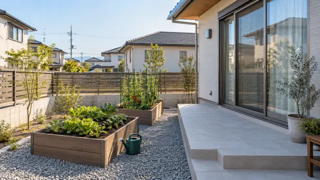 小さな家庭菜園のある庭